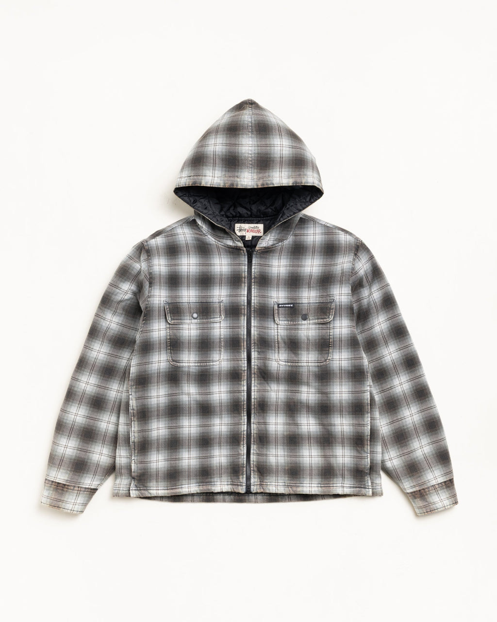 ZIP HOODED PLAID SHIRT